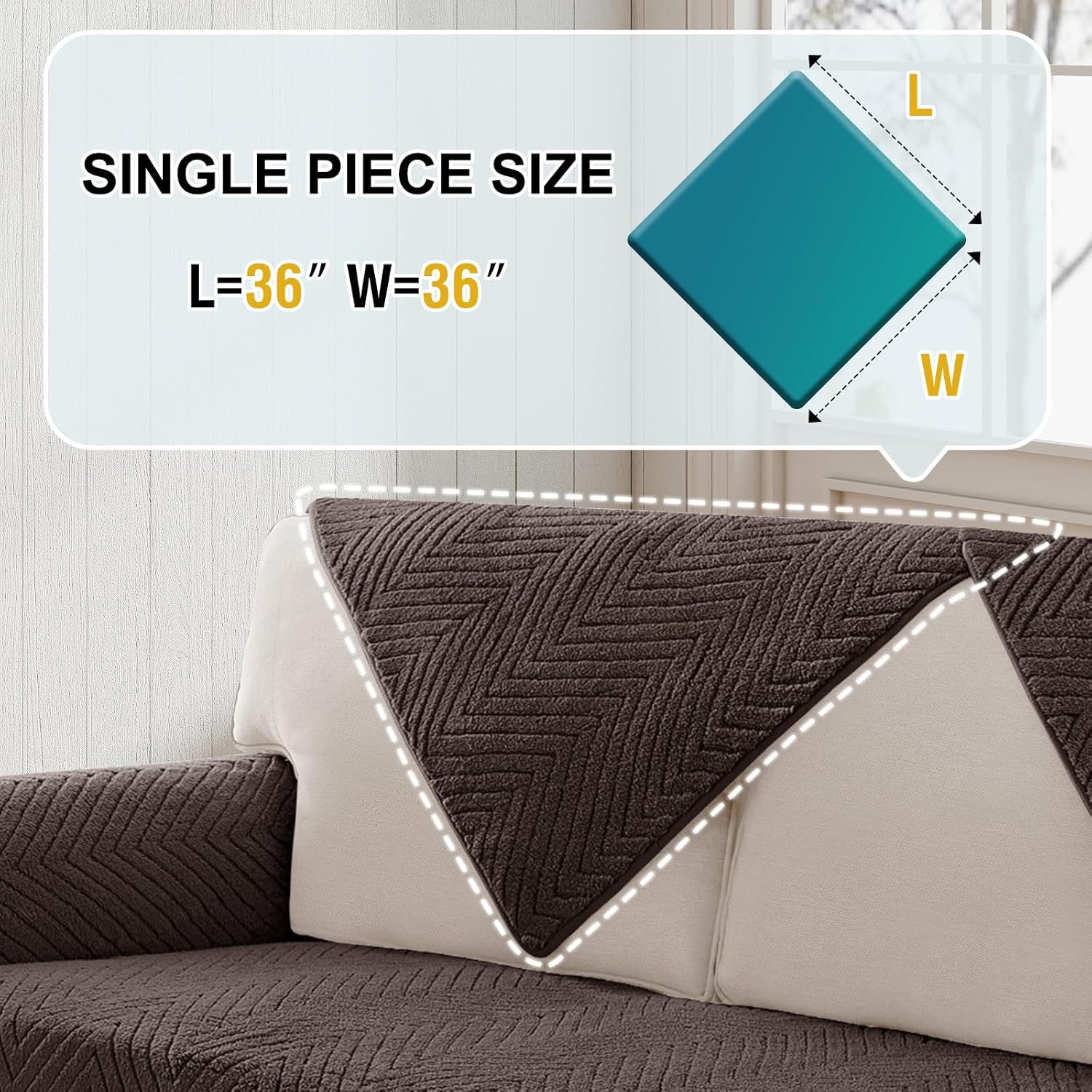 Turquoize Waterproof Couch Cover for Dogs Fuzzy Pet Couch Covers for Sofa Thick Dog Bed Cover Non-Slip Sofa Covers for 2 Cushion Couch Protector Slipcover Pet Friendly (Brown, 36" x 36")