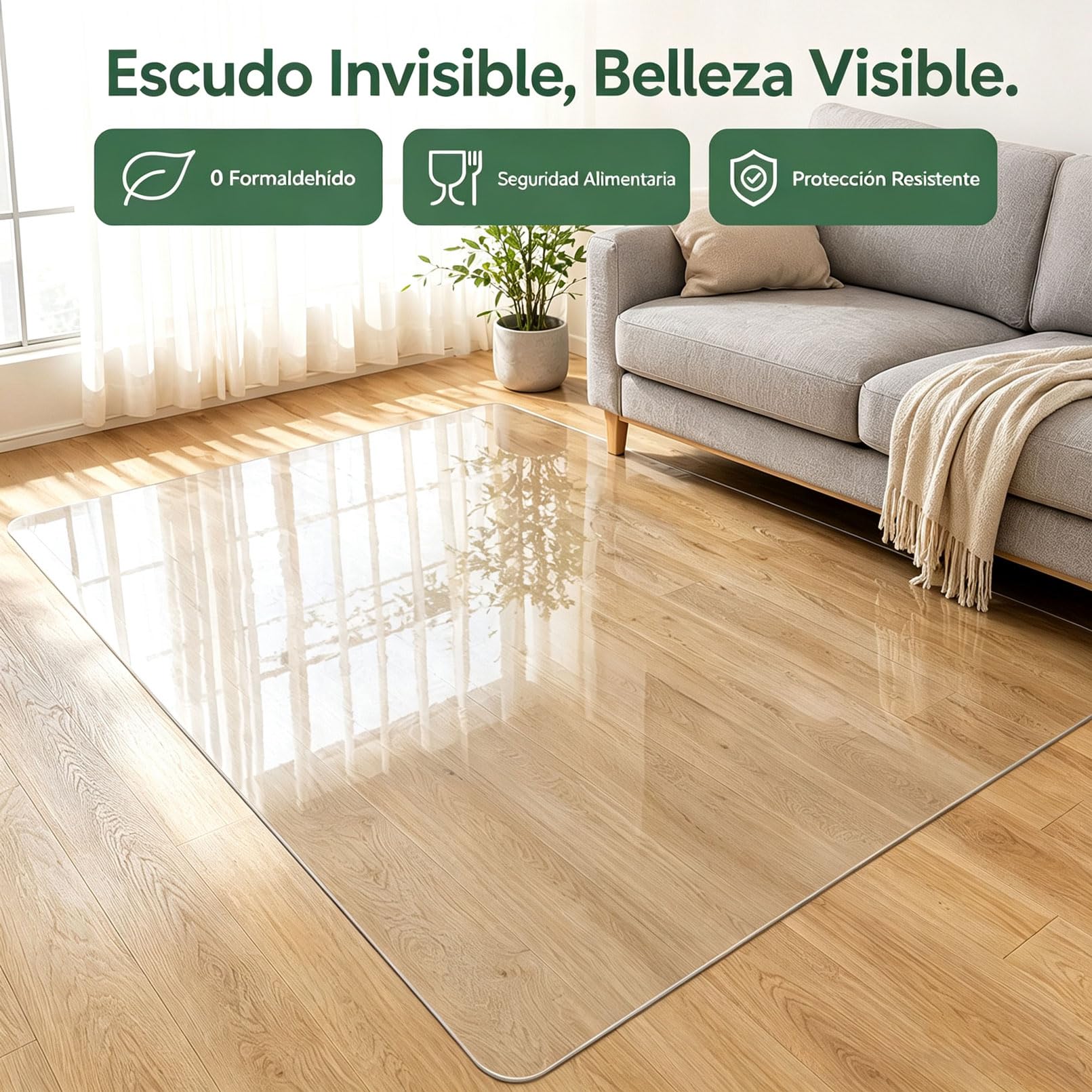 Tapete PVC Transparente Protector Parquet 45x120cm 1,5 mm Alfombrilla Antideslizante Silla Oficina con Ruedas Antiarañazos