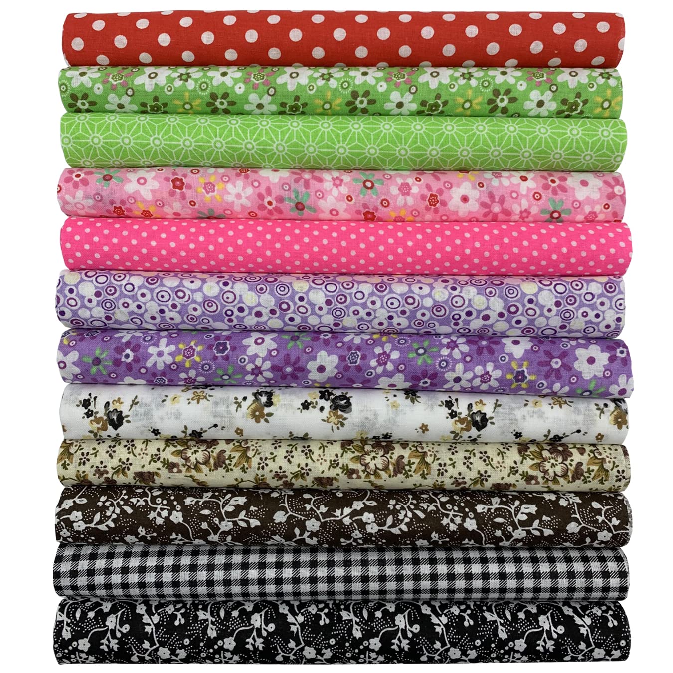 aufodara 12 Stück Baumwollstoff meterware Stoffpaket 50 x 50cm Patchwork Stoffe zum Nähen, Reiner Baumwolle Stoff, Quilten Basteln Handwerk Gewebe, Quadrate Baumwolltuch (Bunt D)