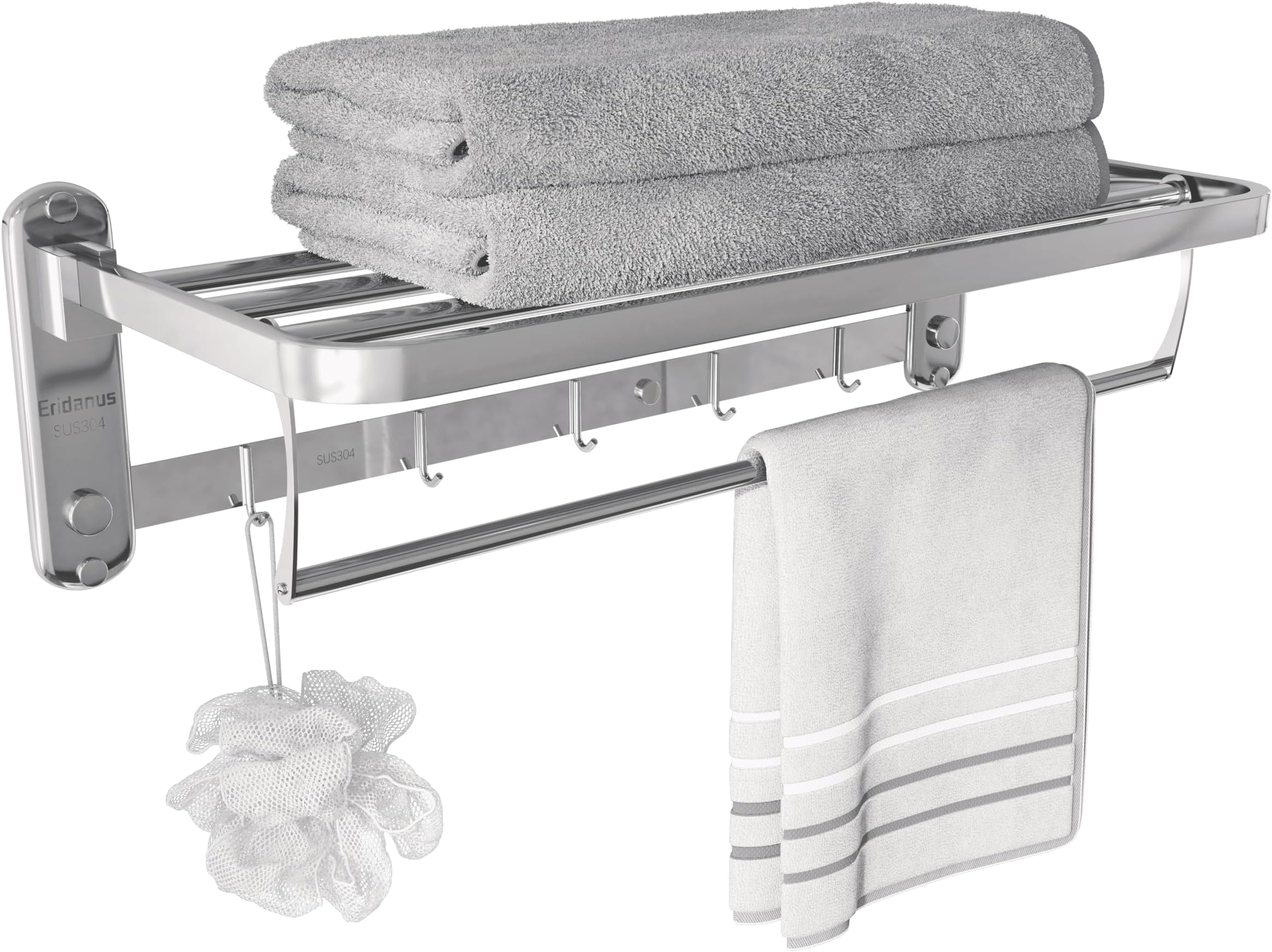 Booxihome Towel Rack, Stainless Steel Towel Rail with Double Towel