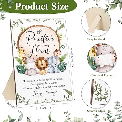 Miniatura 2 de 51 juegos geniales para baby shower, incluyen letrero de caza de chupete de bebé, juegos de regalo de madera para bebés, regalos de fiesta de