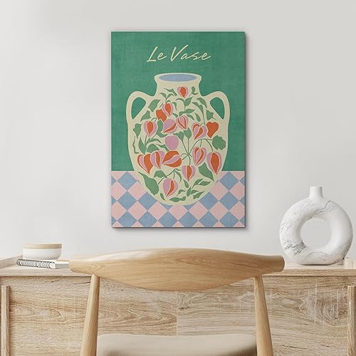 Miniatura 4 de SIGNFORD Lienzo impreso para pared, florero, tapiz de flores francesas, ilustraciones de naturaleza silvestre, estampado botánico floral, arte