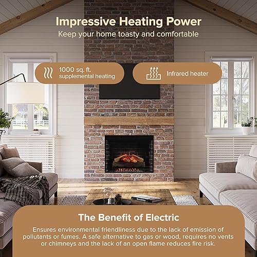 Miniatura 6 de Modern Ember Uptown - Chimenea eléctrica inteligente de 33 pulgadas con control remoto, compatible con Alexa, calentador eléctrico de 1,000 pies