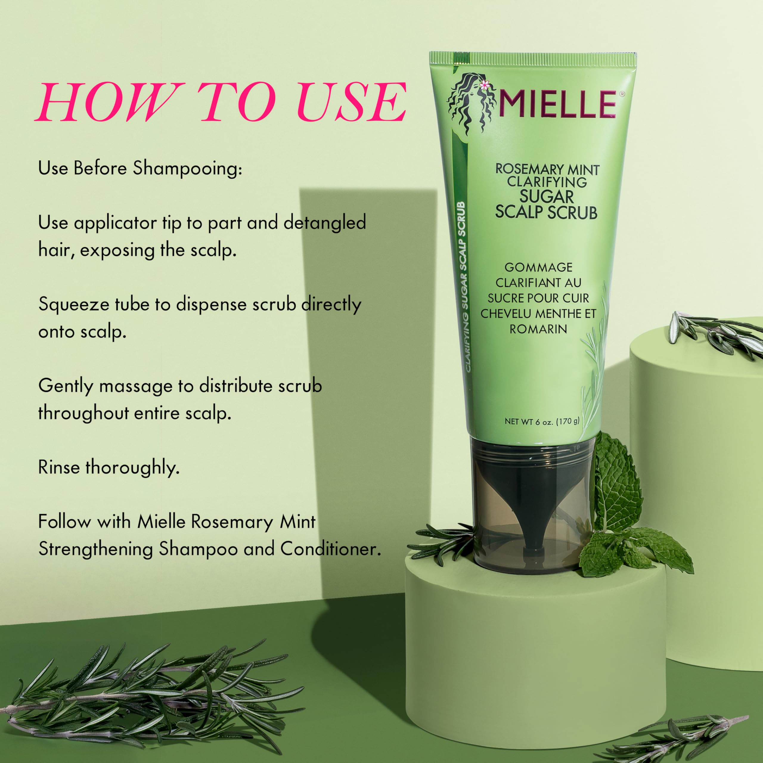 Mielle Rosemary & Mint Sugar Exfoliating Scalp Scrub, Gentle Pre-Shampoo Dry Scalp Treatment for Oil & Product Buildup - Image 4