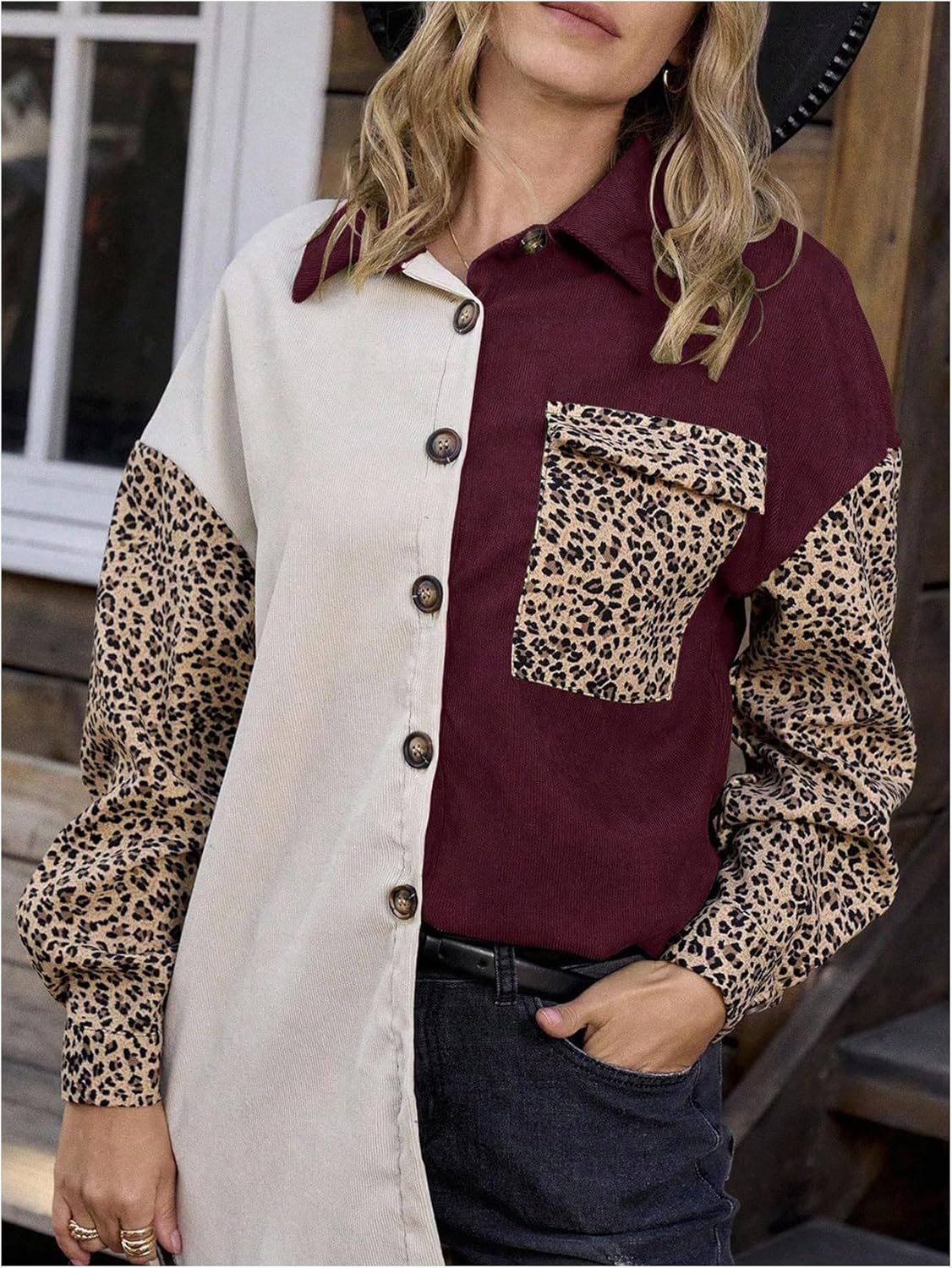 SHENHE Women's Leopard Cheetah Jacket Y2K Oversized Flannel Long Sleeve Button Down Shirts Long Animal Jacket Fall Clothes - Image 5
