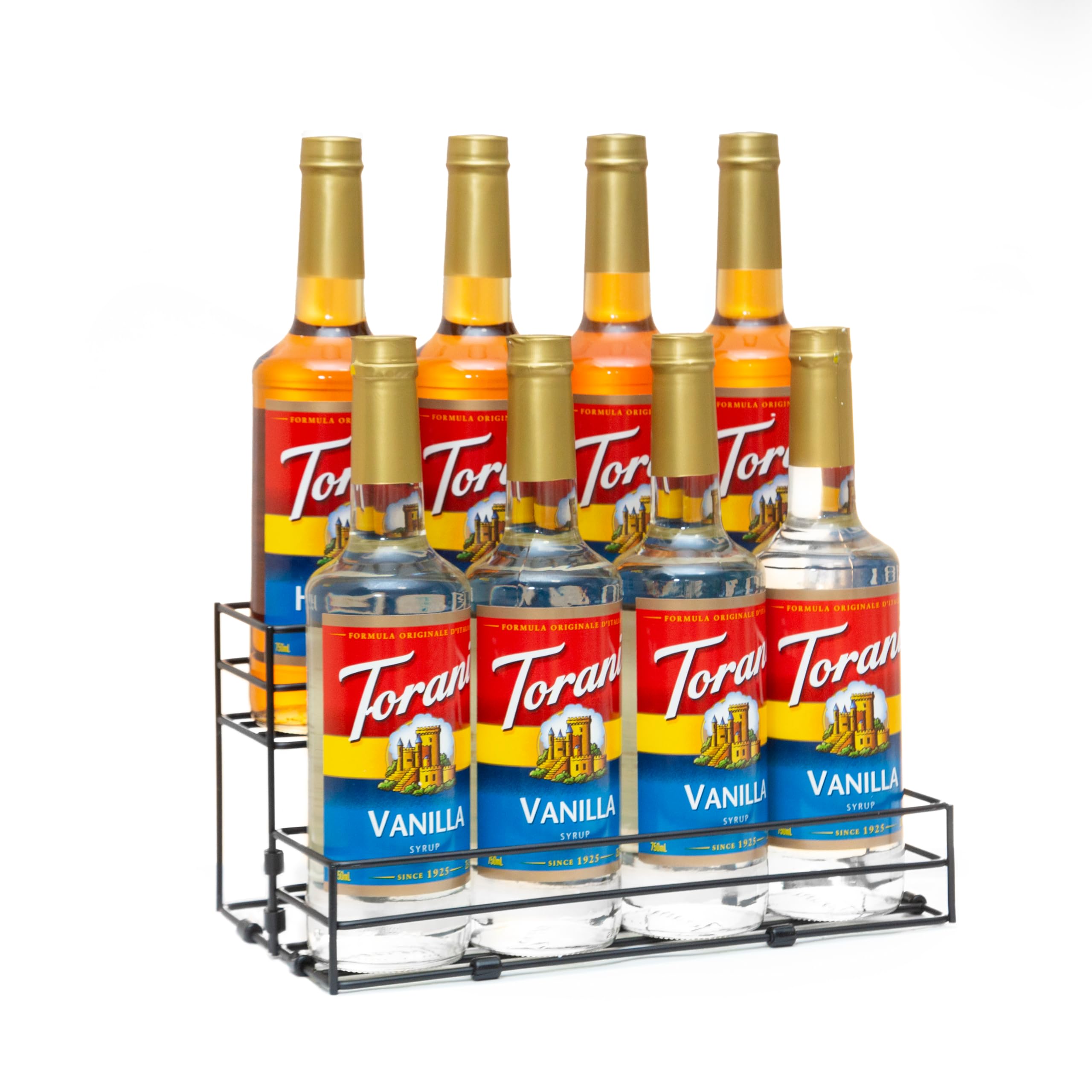 TelKeen 8 Bottles Coffee Syrup Rack Organizer, Coffee Syrup Stand Holder, 2 Tier Coffee Syrup Organizer for Coffee Bar Station, Wine Rack for