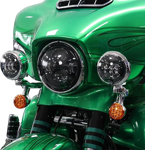 Miniatura 2 de Green-L Soporte de luz antiniebla LED de señal de giro de 4.5 pulgadas para Harley Touring Road King Electra Street Glide (estilo D)