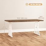 HOMCOM Farmhouse Dining Table for 8, 71 Inch Rectangular Kitchen Table with Thick Tabletop and Steel Trestle Legs for Dining Room, Brown and White