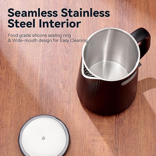 Miniatura 8 de Nueve&Five Hervidor eléctrico grande de 1.7 L (57 onzas), perfecto para más de 7 tazas de té y café, 2 cuartos de galón de doble pared, apagado