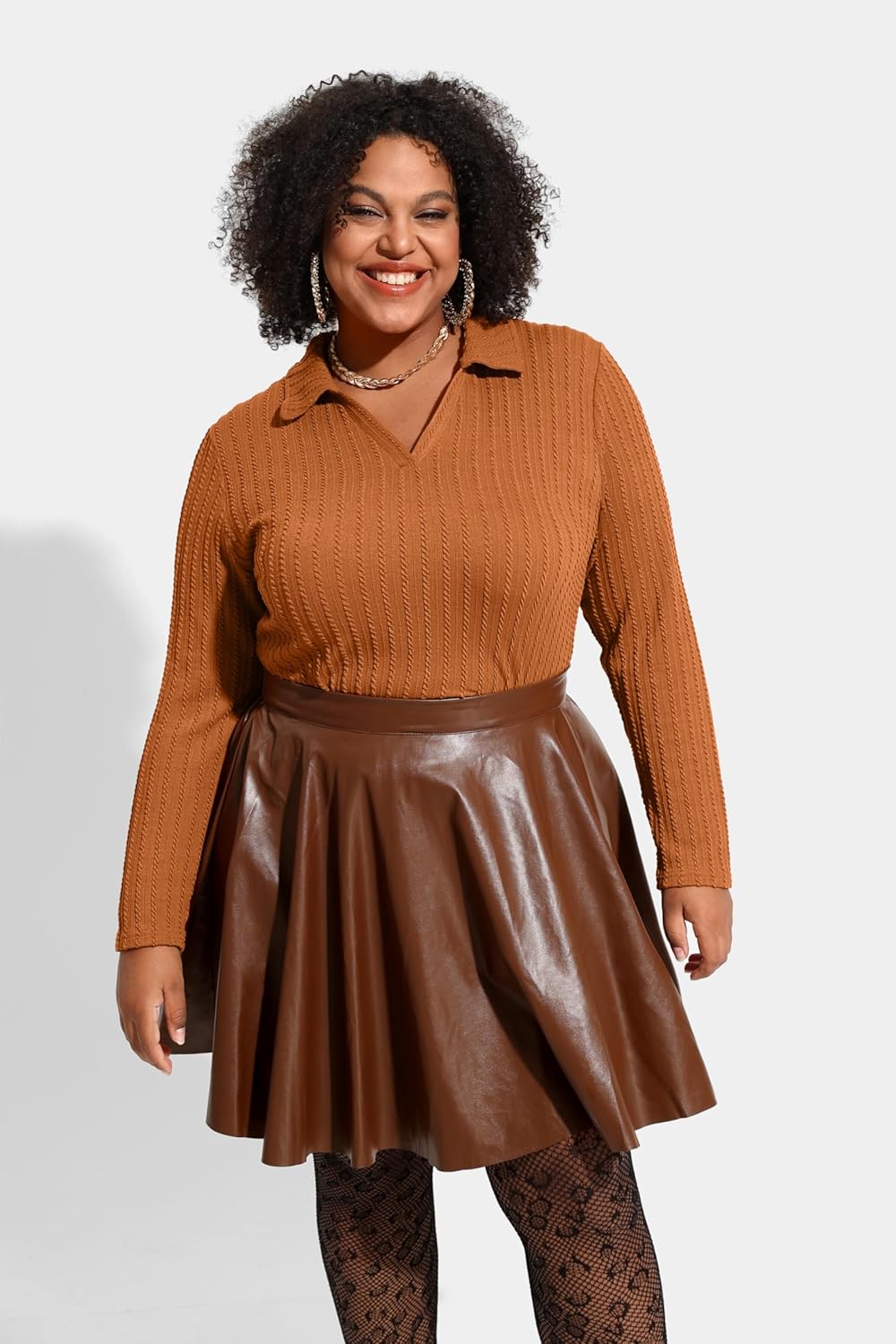 TIYOMI Plus Size Polo Shirts Knitted Long Sleeve Tops for Women XL-5XL - Image 3