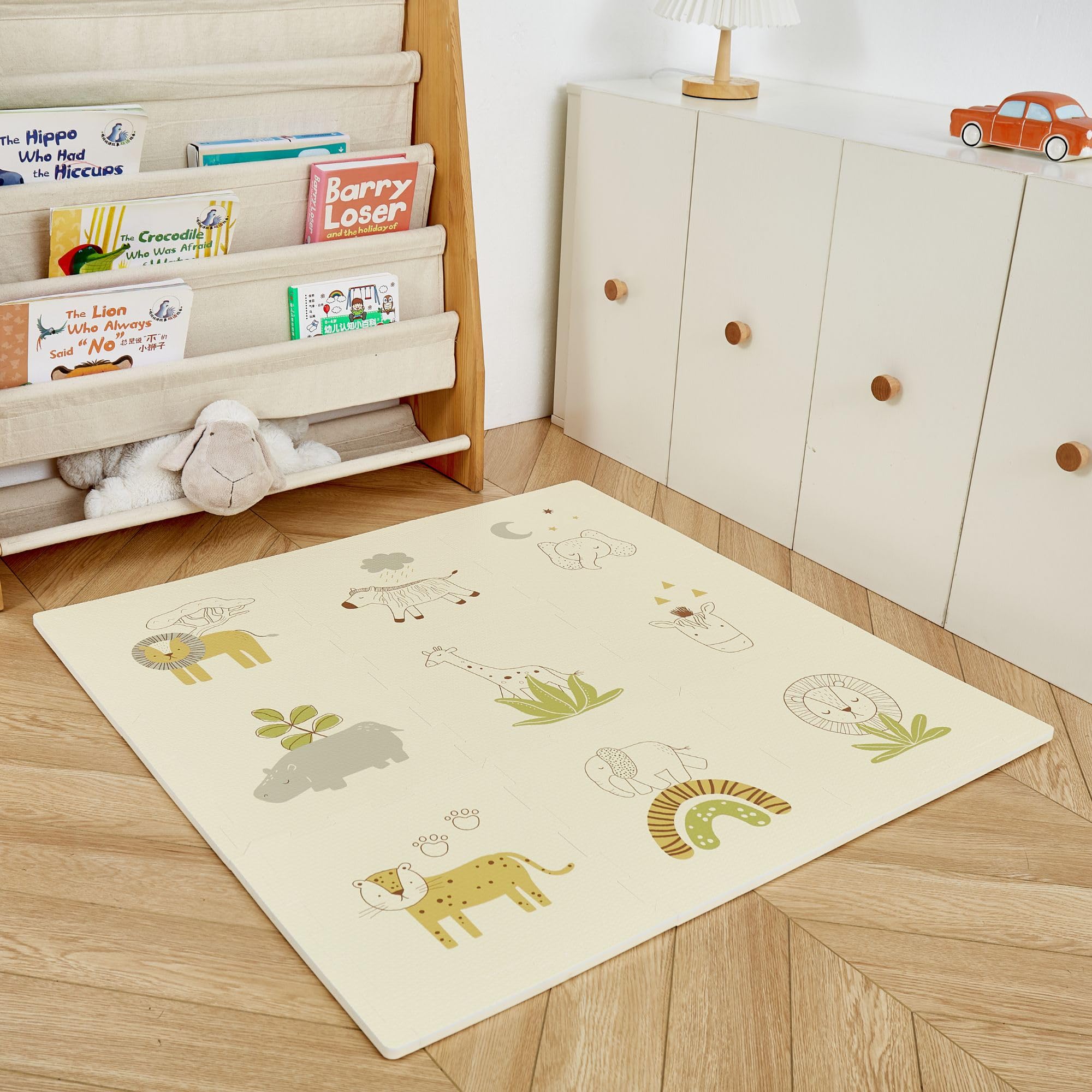 Hakuna Matte Elegante tappeto puzzle per neonati 0, 9x0, 9 m - 9 pannelli 30x30 cm con animali e 12 bordi - Tappetino da gioco più spesso del 20% in confezione riciclabile - atossico e inodore | 9 pannelli da 30 x 30 cm, tappetino da gioco 20% più spesso