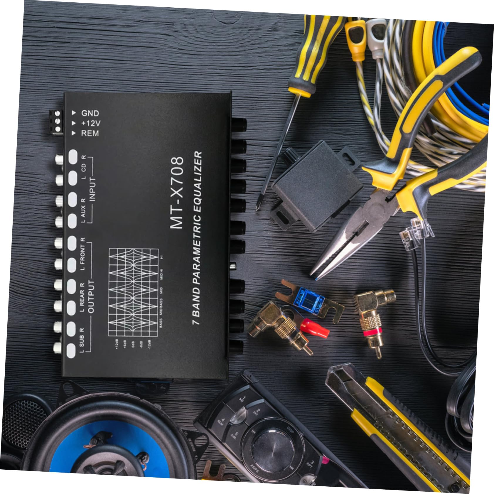 Ecualizador 12v de 7 Bandas para Audio de Coche Negro