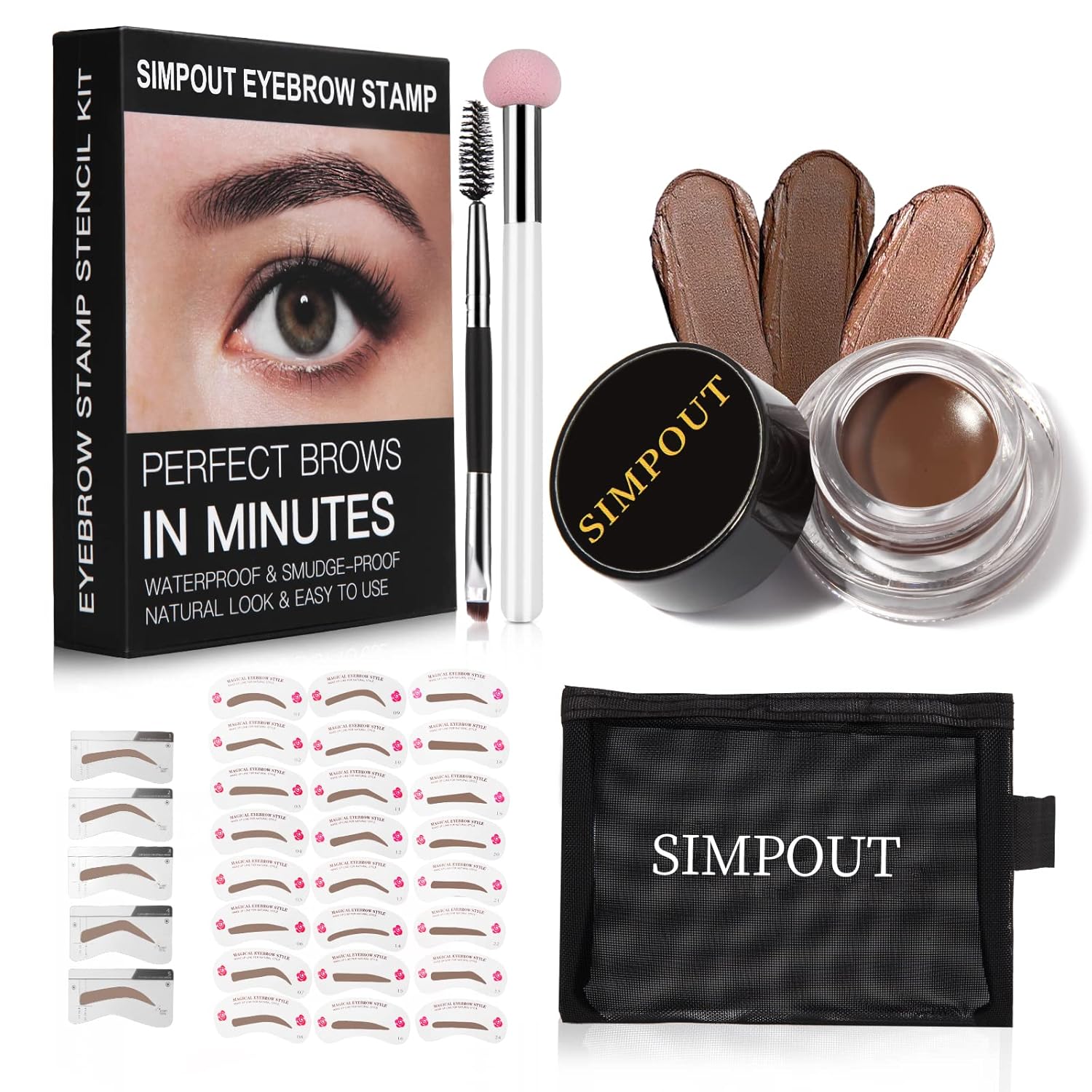 Eyebrow Stamp Stencil Kit for Beginner Simpout Eye Brow Stamping Kit, Brow Stamp
