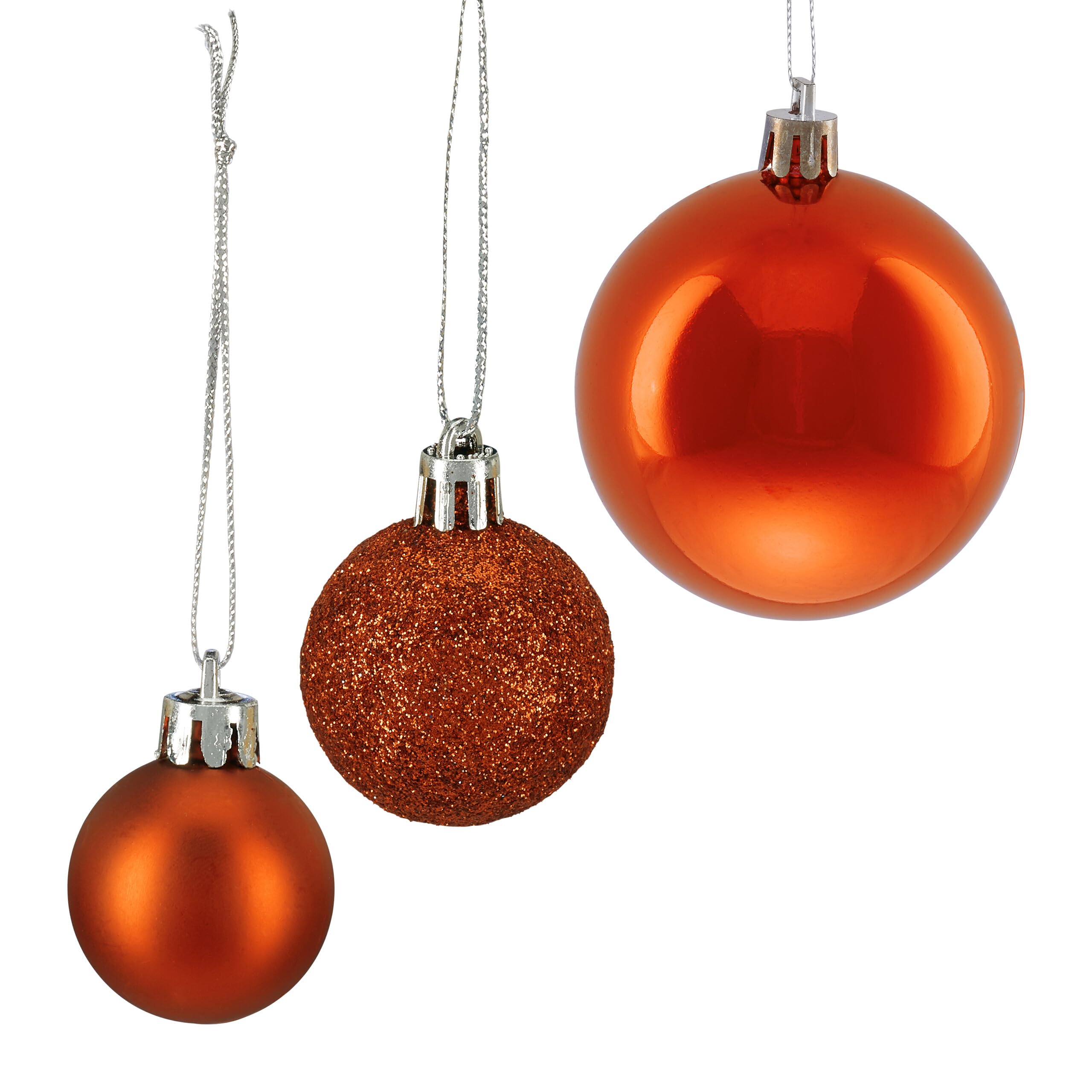 Relaxdays Set de 100 Bolas de Navidad, Decoración navideña, Mate, Brillante, Árbol de Navidad, ∅ 3,4 & 6 cm, Naranja