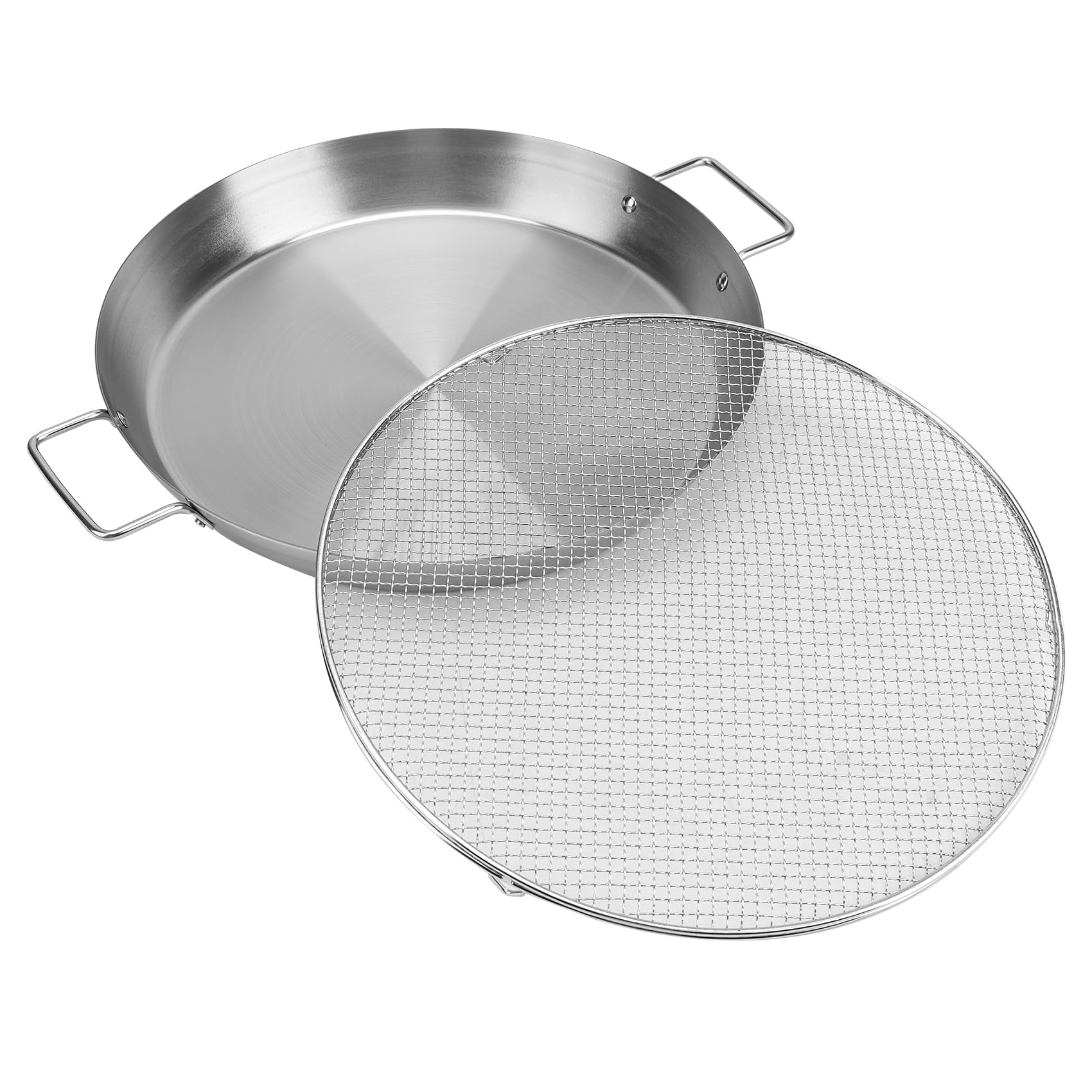 onlyfire Edelstahl Paellapfanne Set mit Grillgitter für Gasgrill