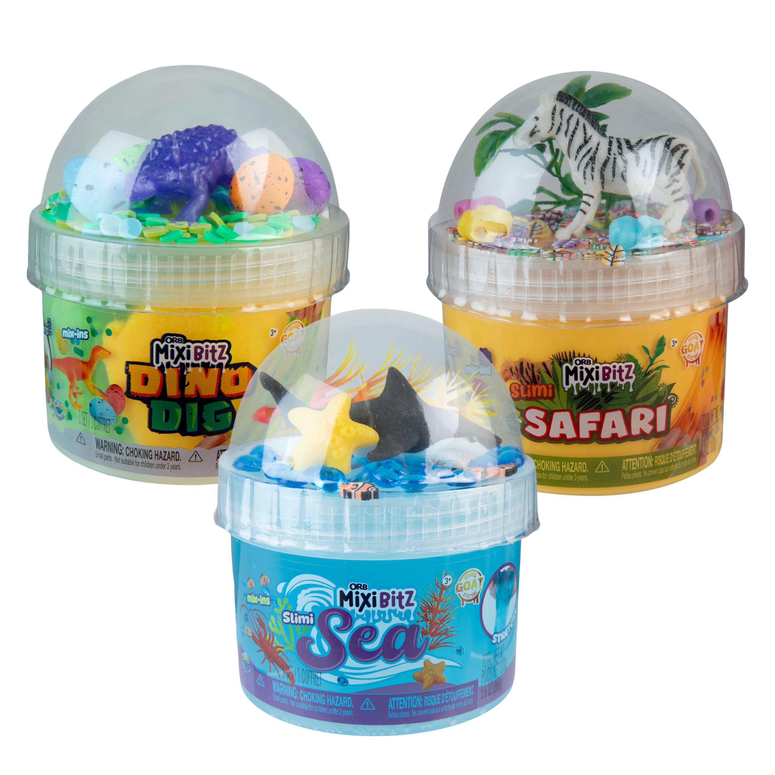 ORB Goat MixiBitz Adventure Slime 3 Pack - Safari, Sea, Dino