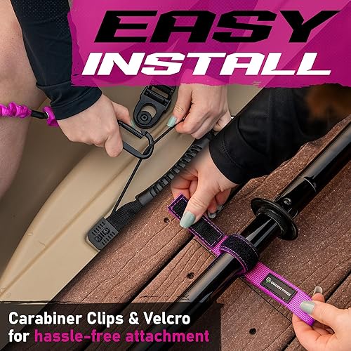 Miniatura 6 de Gradient Fitness 2 Pack Kayak Paddle Leash, 5-8 Feet Stretchable Paddle Strap with Carabiner Secure Leash Lanyard Rope for SUP Kayak Canoe Paddle