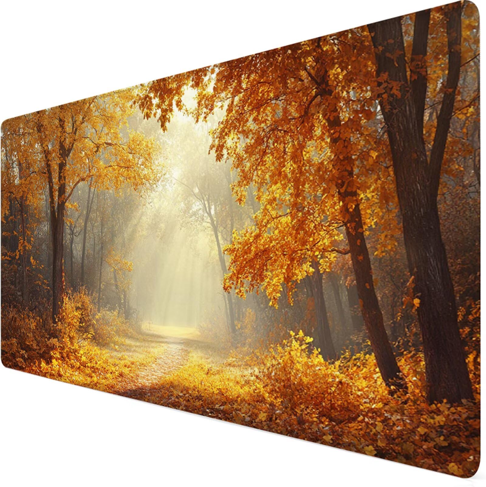 Podkładka pod mysz XXL 1200 x 400 x 3 mm podkładka pod mysz jesienna podkładka pod mysz drzewo poprawia precyzję i szybkość, antypoślizgowe wodoodporne, szyte krawędzie, akcesoria do gier, komputer