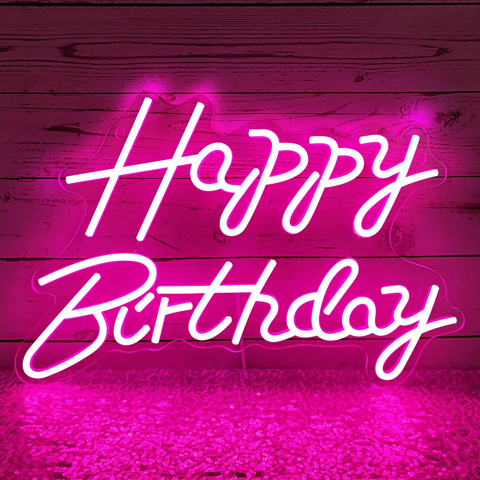 Neonowe znaki "Happy Birthday" na imprezę, możliwość przyciemniania, neonowe światło LED do dekoracji ścian, świecące znaki LED na tło, urodziny, dla każdego wieku, na urodziny, urodziny, uroczystości