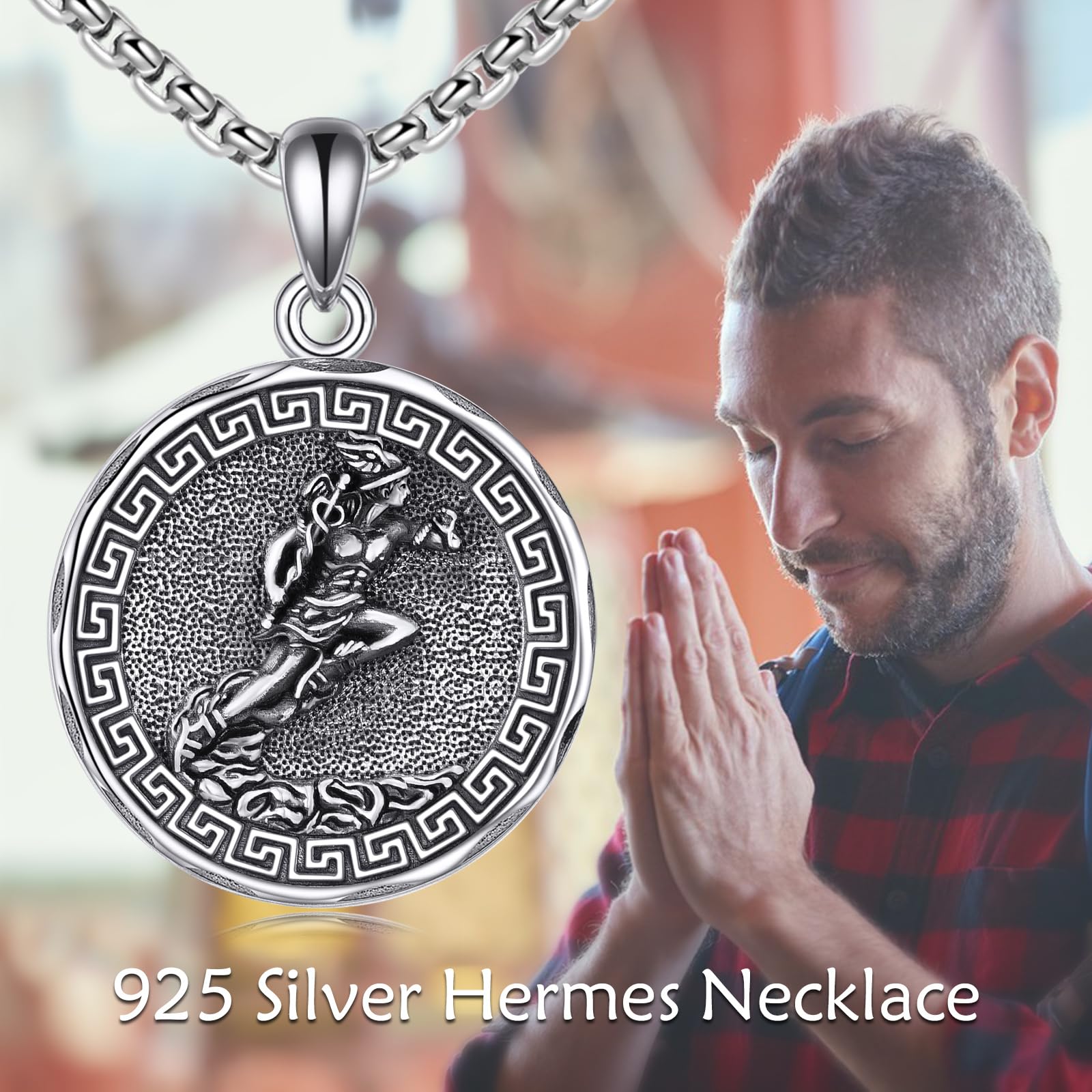 YFN Collana in argento Sterling con ciondolo a forma di dio greco, regalo per donne e uomini