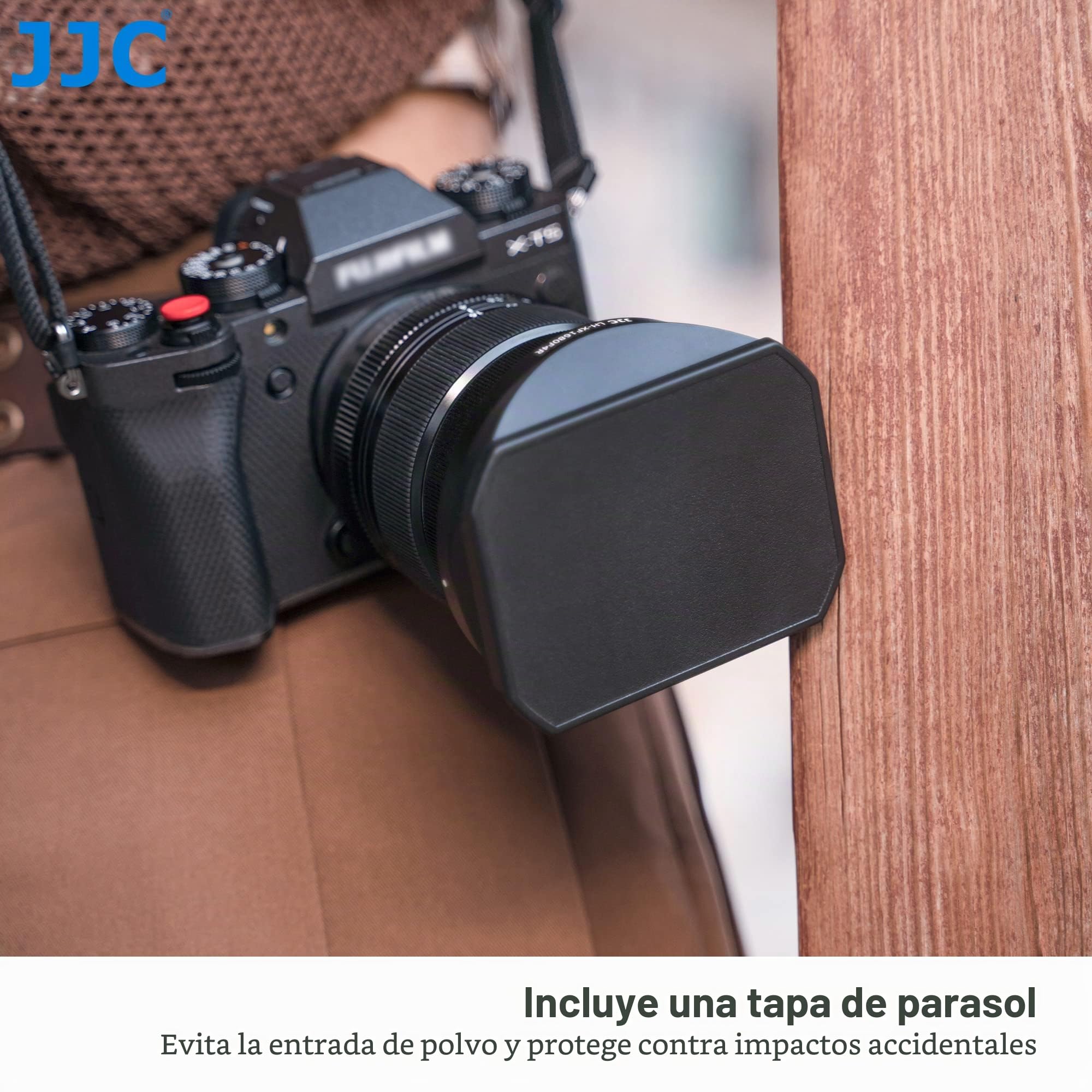 JJC Parasol cuadrado de metal con tapa deslizante para lente Fujifilm XF 16-80 mm f/4 R OIS WR, XF 16-55 mm F2.8 R LM WR II (negro)