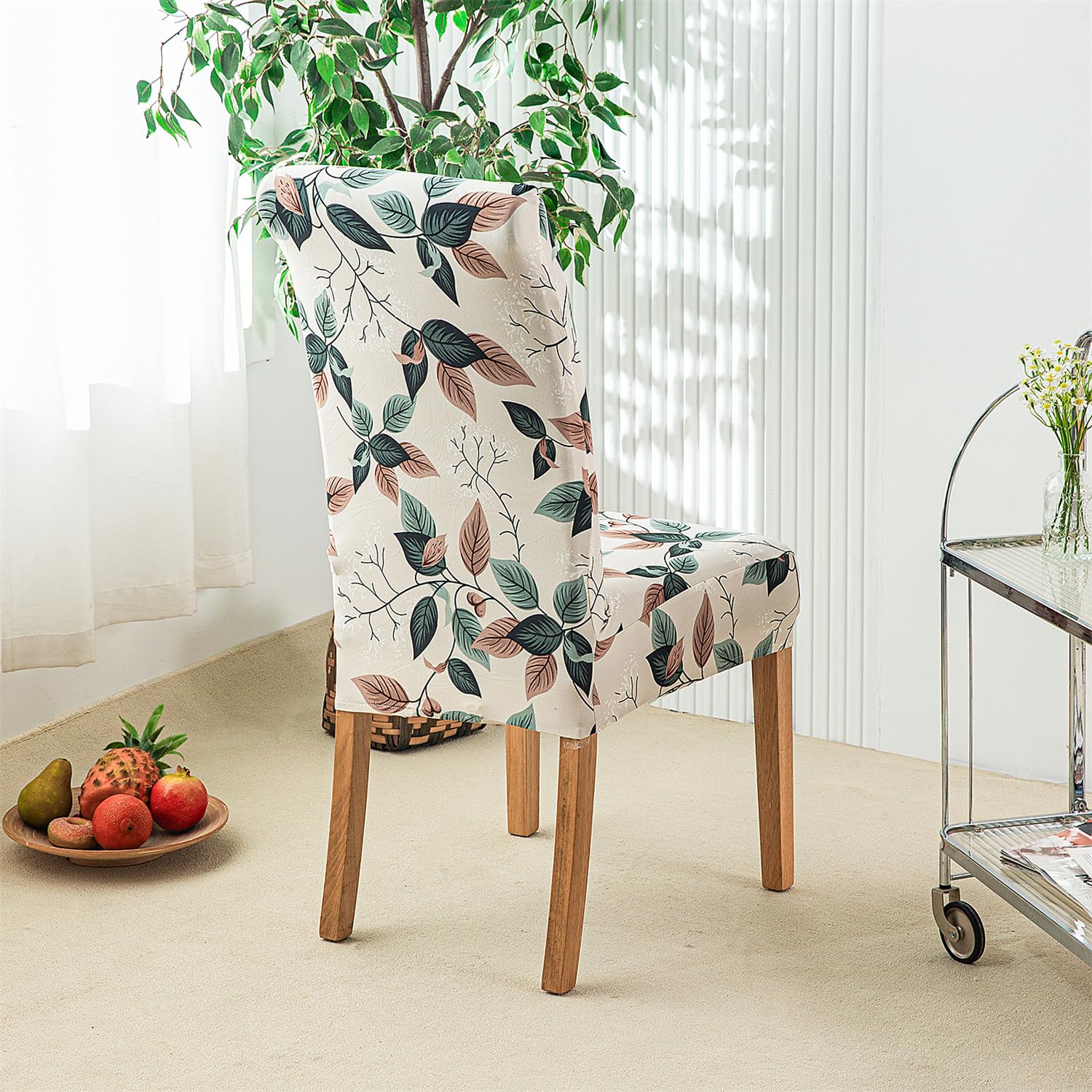 HZDHCLH Chair Covers Slipcovers 4/6 PCs Stretch Removable Washable Short Dining Chair Protector Cover Seat for Hotel,Dining Room,Ceremony (Two-color leaves,4 PCS) - Image 4