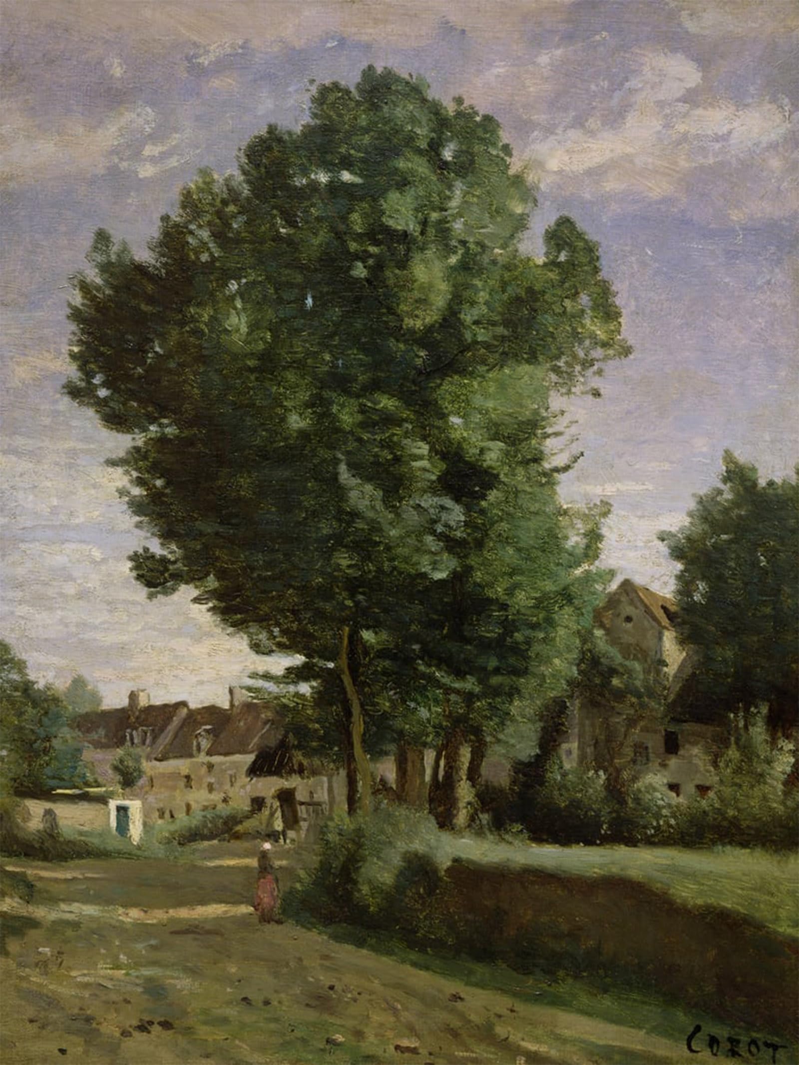 POSTERIIk Vintage Print Pop Art Landscape Artwork Outskirts of a village near Beauvais by Jean Baptiste Camille Corot Art Prints for Office Home Decor 60x90cm