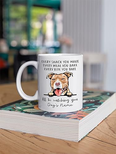 Miniatura 4 de Personalized Red Nose American Pit Bull Coffee Mug, Every Snack You Make I'll Be Watching You, Customized Dog Mugs for Mom Dad, Gifts for Dog Lover,