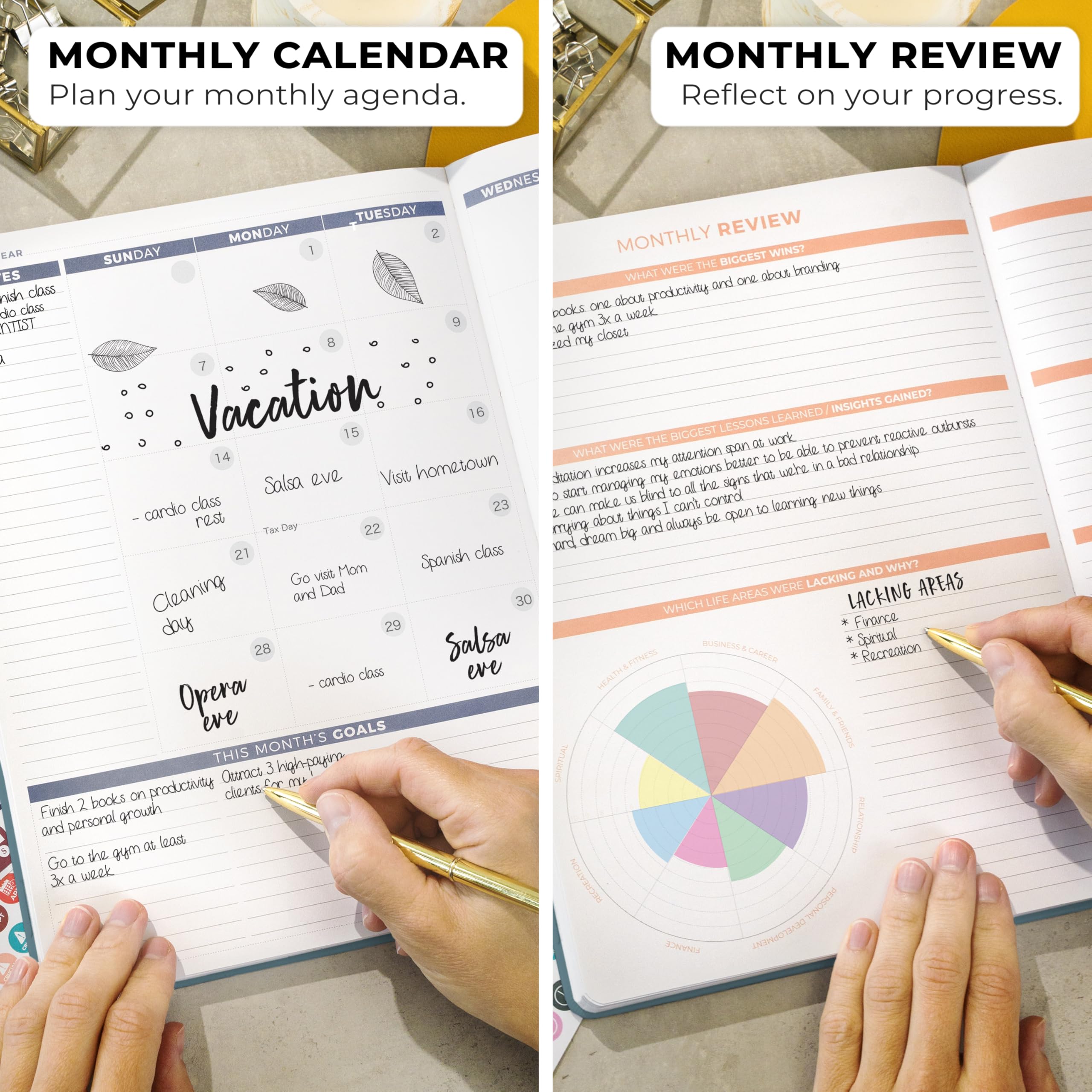 Clever Fox Planner PRO 2ª edición – Agenda semanal sin fecha para tareas y gestión del tiempo – Organizador de vida con lista de tareas, 21,5 x 28 cm (verde azulado oscuro)