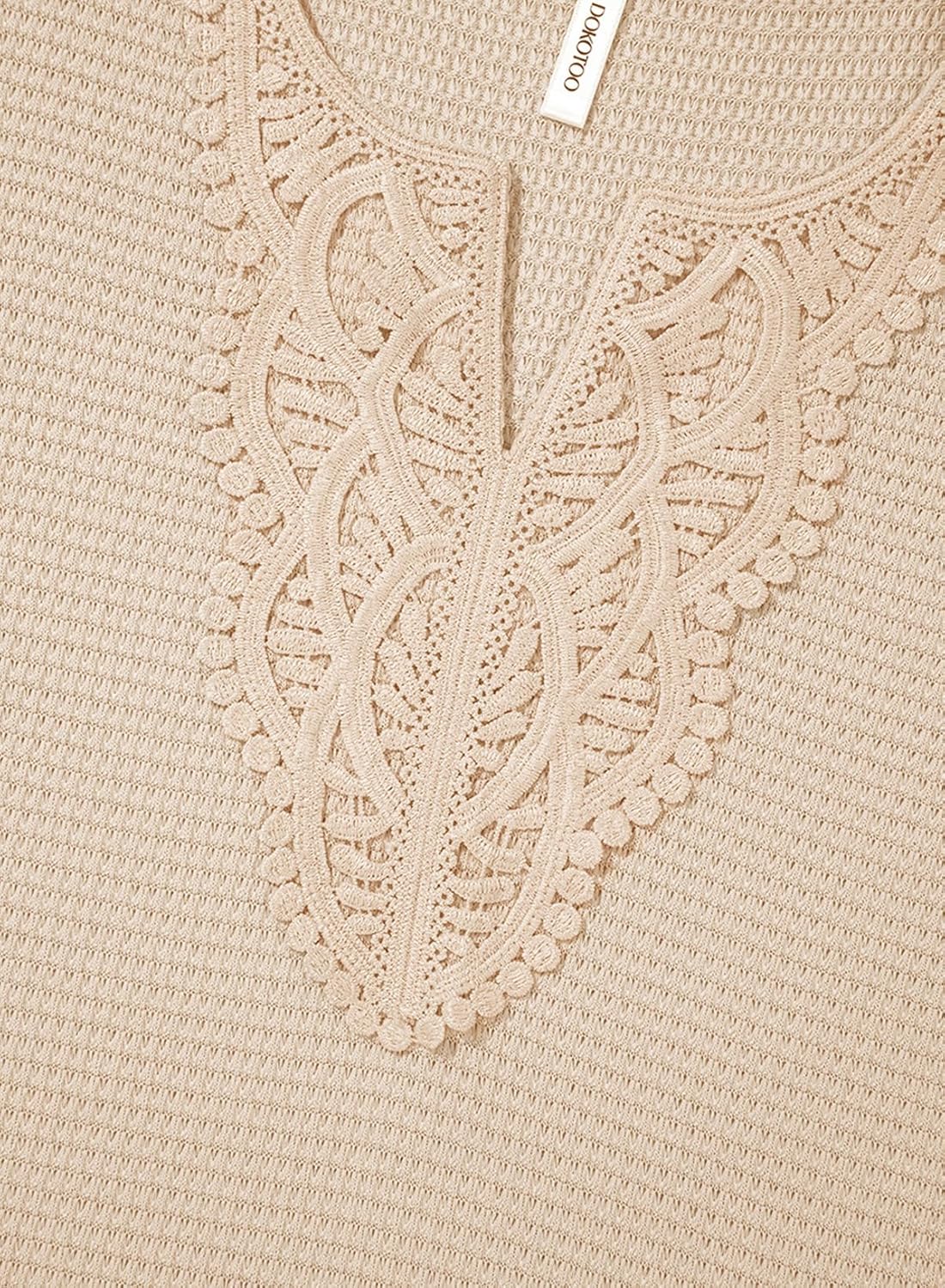 Dokotoo Swimsuit Coverup for Women Waffle Knit V Neck Short Sleeve Beach Coverup Casual Mini Dress - Image 4