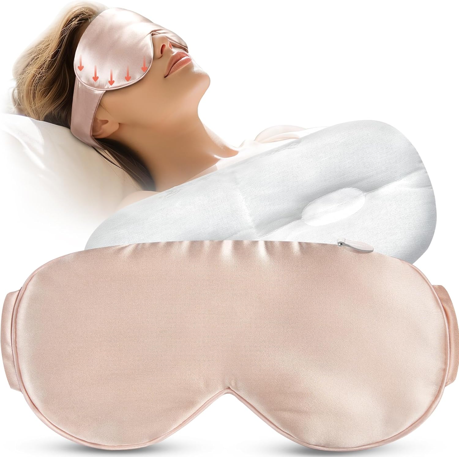 LitBear Weighted Silk Sleep Masks 4.9 oz (140g), Mulberry Silk Sleeping Masks with Removable Insert, Ladies Males Stress Aid Night time Mild Blocking Eye Masks with Adjustable Strap, for Calm down Deep Sleep