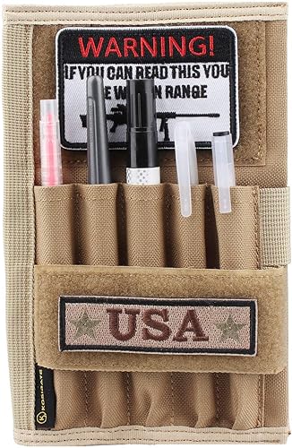 Kosibate Funda táctica para cuaderno, cubierta de nailon verde con bolsillo con cremallera, 8 x 5 pulgadas (bronceado)