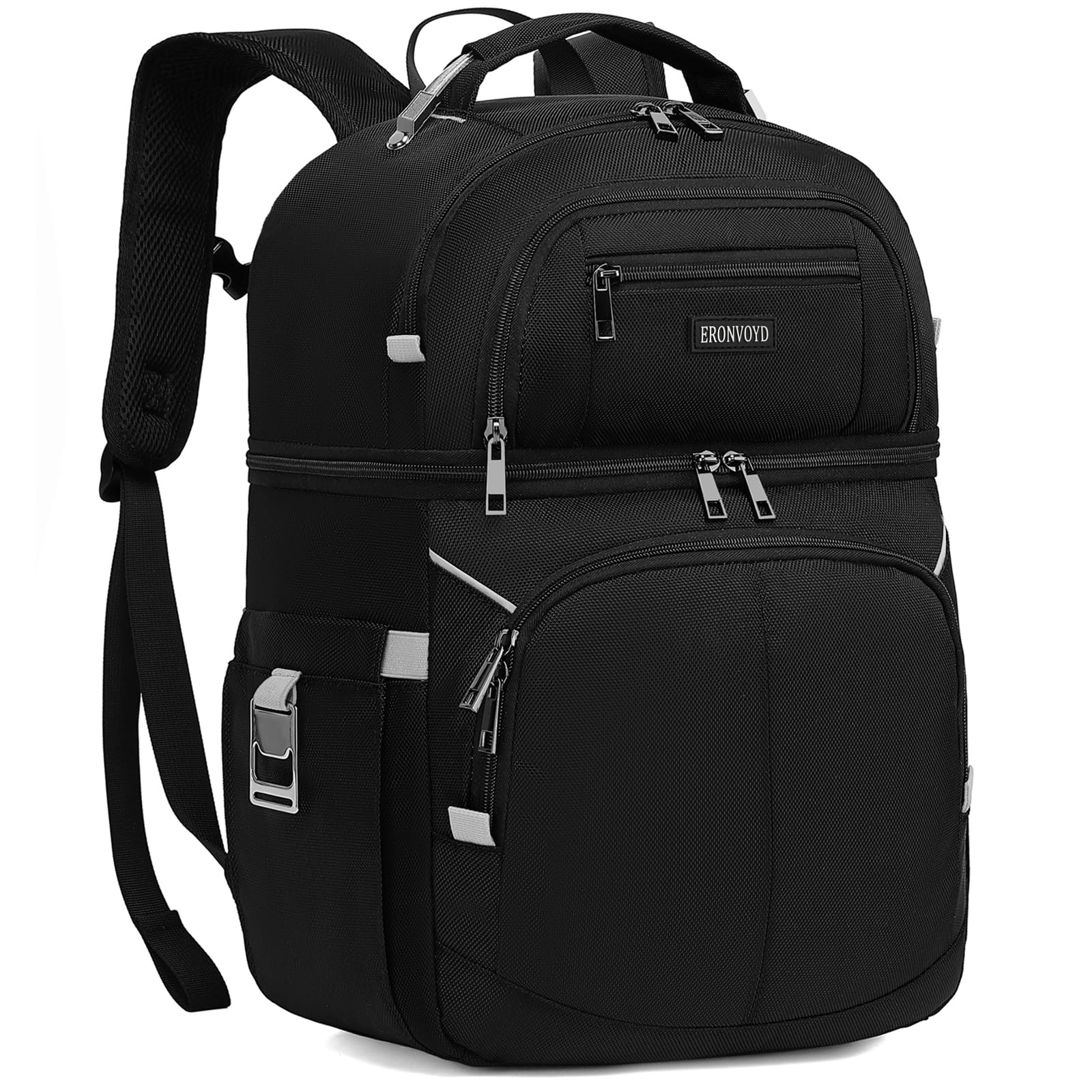 Sac à dos isotherme, sac à dos isotherme à double étage, sac à dos isotherme pour homme et femme, gris et noir