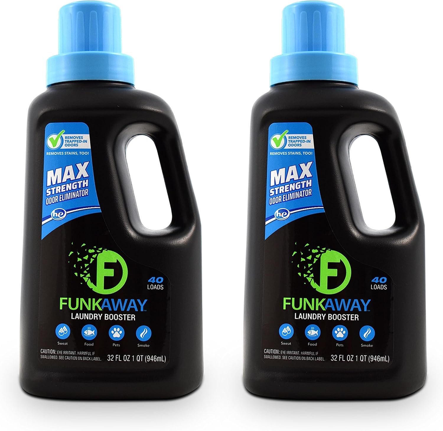 FunkAway Laundry Detergent Booster, 32 oz., 2 Pack, Eliminates Extreme Trapped-In Odors and Stains from Activewear, Sports Uniforms, Pet Bedding, Towels and Bed Linens