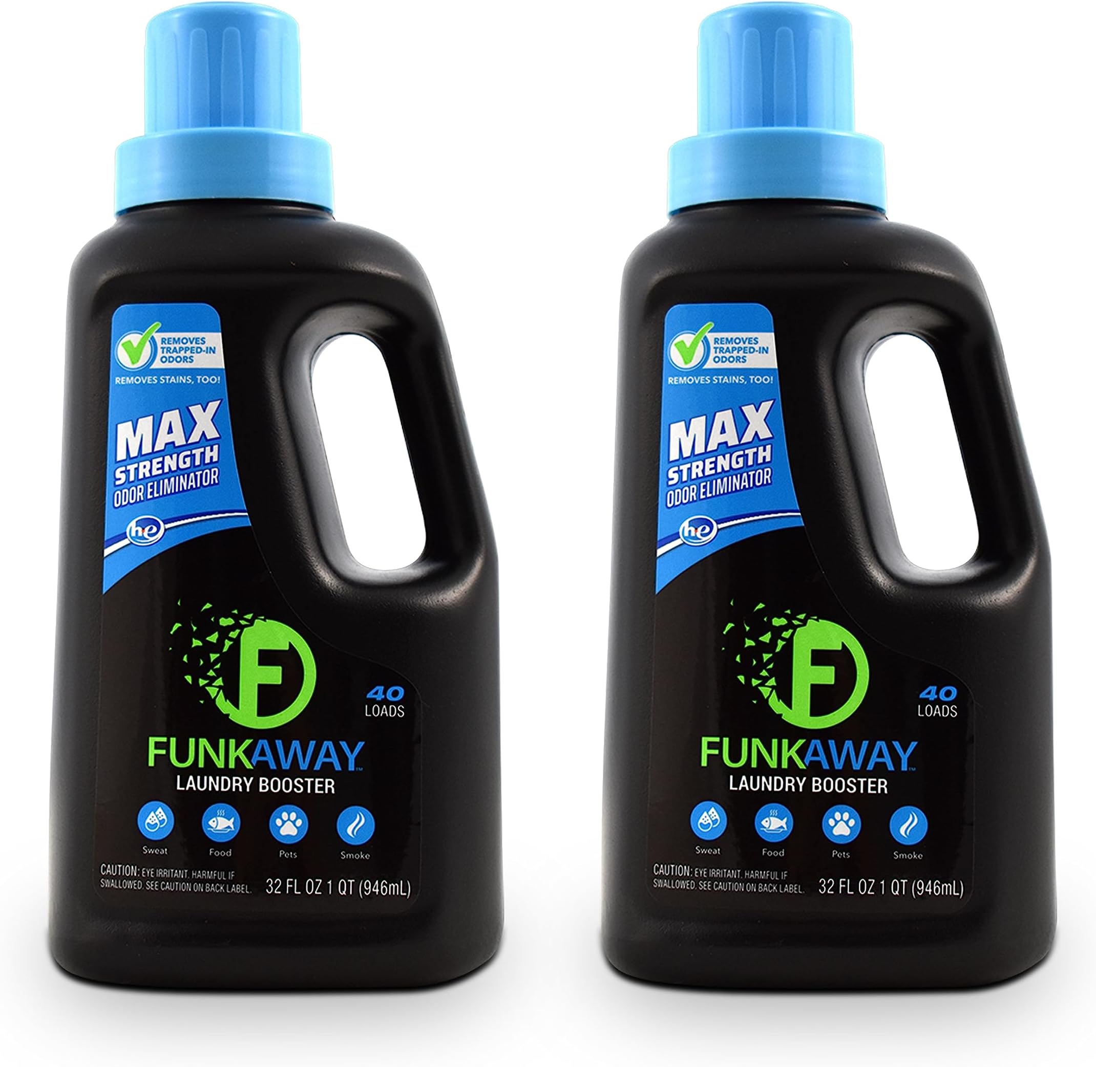 FunkAway Laundry Detergent Booster, 32 oz., 2 Pack, Eliminates Extreme Trapped-In Odors and Stains from Activewear, Sports Uniforms, Pet Bedding, Towels and Bed Linens