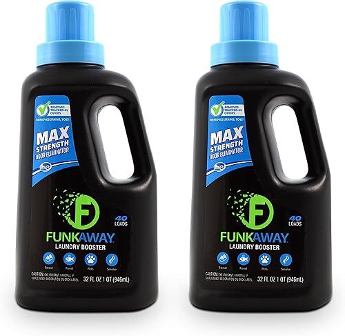 Miniatura 8 de FunkAway detergente para lavandería, 32 onzas, eliminador de olores de máxima resistencia, eliminador de manchas, 40 cargas, HE