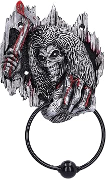 Nemesis Now Iron Maiden Killers Door Knocker 21.5cm, Resin, Silver, Officially Licensed Iron Maiden Merch, Eddie Door Knocker, Weighted Metal Ring, Cast in the Finest Resin, Expertly Hand-Painted