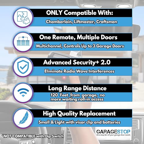 Miniatura 3 de Para Chamberlain Liftmaster Craftsman - Abridor de puerta de garaje, control remoto 893LM Learn