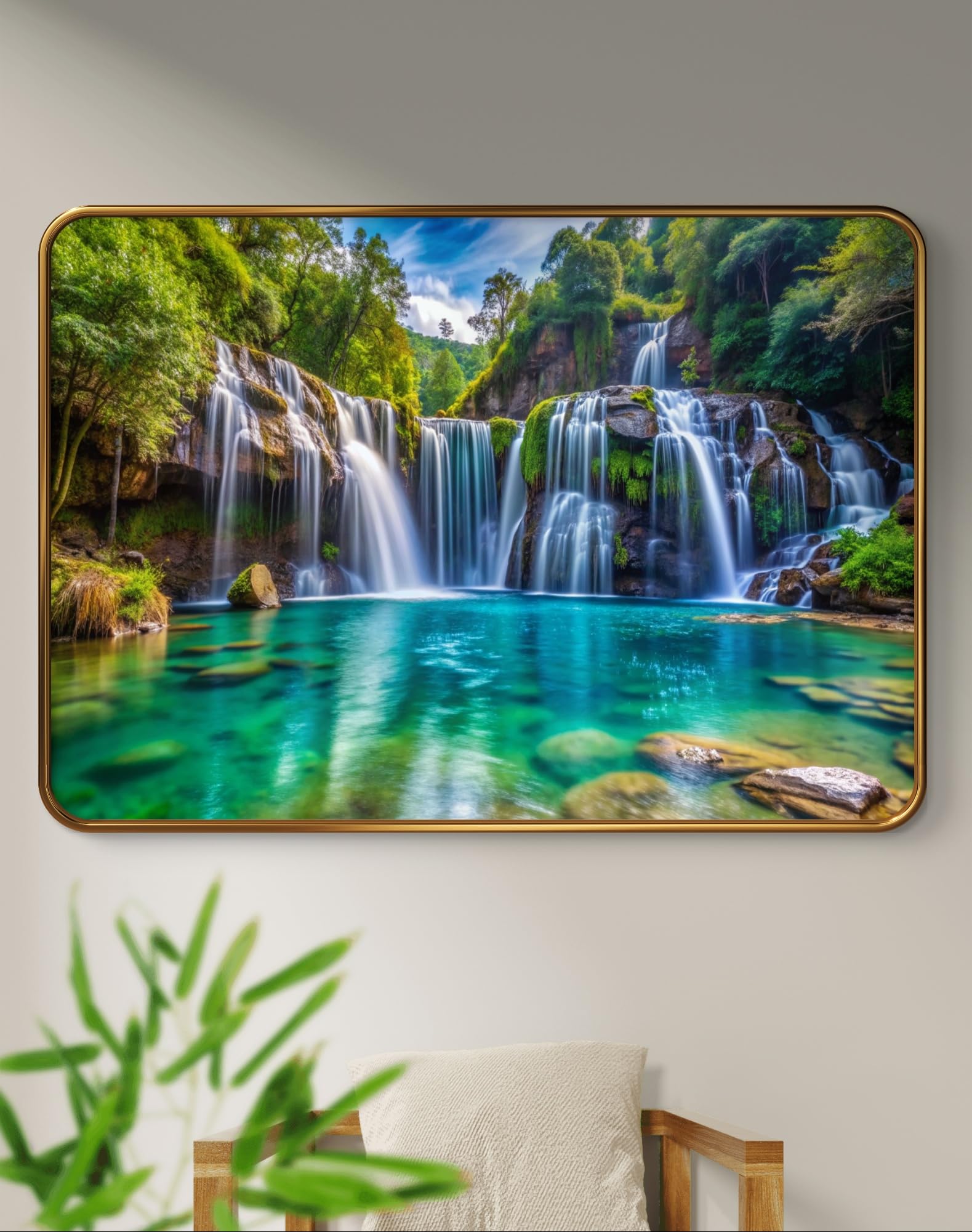 Waterfall Painting - Modern Art with Sparkle Finish -4 Waterfall Painting - Modern Art with Sparkle Finish -4