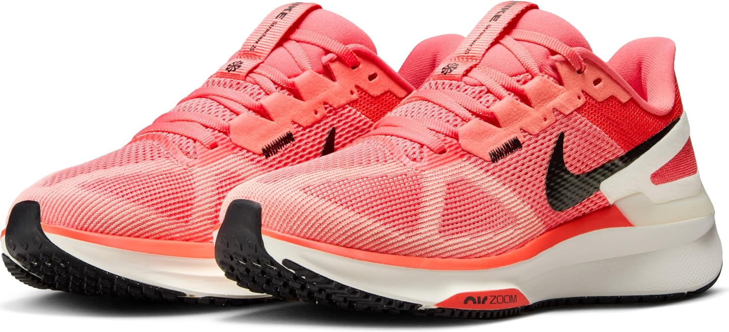 Nike Structure 25 Women's Road Running Shoes (DJ7884-800, Magic Ember/Sail/Apricot Agate/White) Size 8