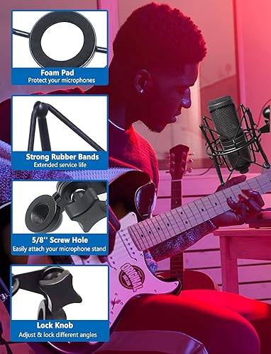 Miniatura 4 de Soporte de micrófono universal para micrófono, soporte de micrófono de grabación de araña, compatible con muchos micrófonos de condensador como Rode