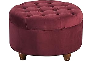 Homepop Home Decor Large Button Tufted Velvet Round Storage Ottoman