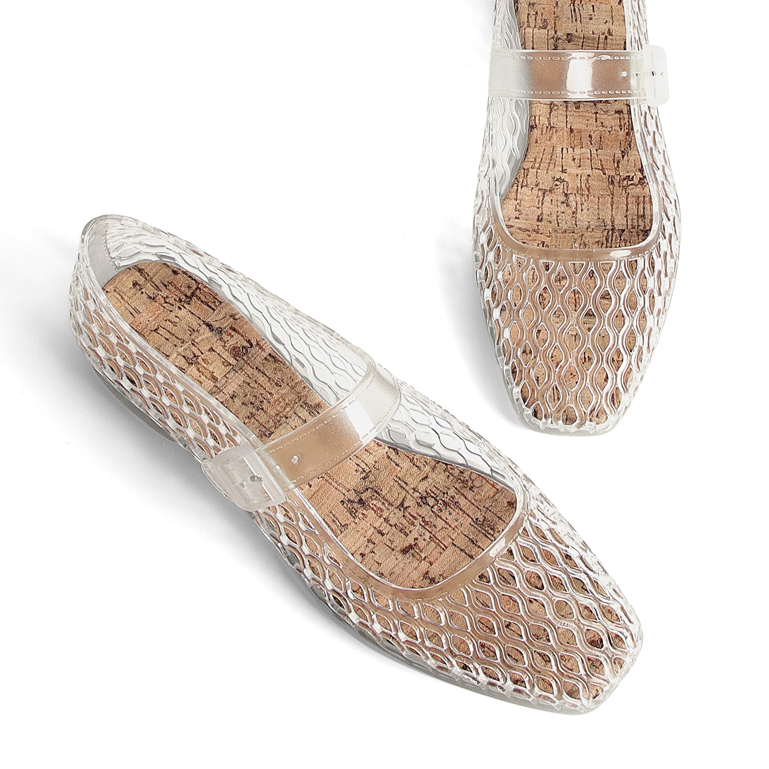 DOEYG Jelly Mary Ballet Flats for Women Jelly Sandals Shoes Women Beach Jellies Mary Jane Flats Ballerina Shoes — view 6