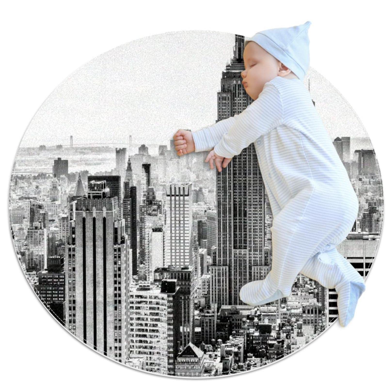 Area Rugs for Bedroom, Ultra-Luxurious Soft and Thick Non-Slip Carpet for Kids Baby Room, Nursery Modern Decor Rug, Landscape City New York Gray