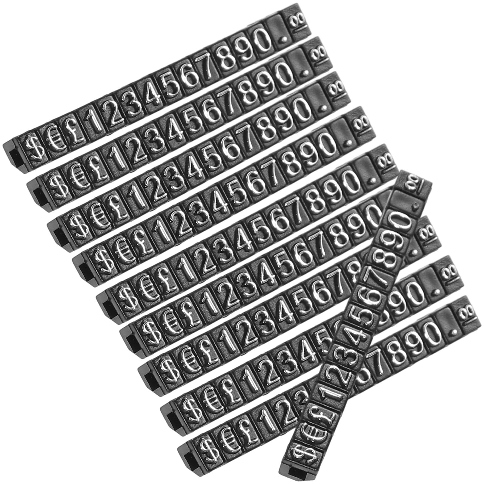 10 Sets Adjustable Metal Price Cube Display Stands with Black Base and Silver Numbers for Jewelry Retail Pricing Labels and Price Tags