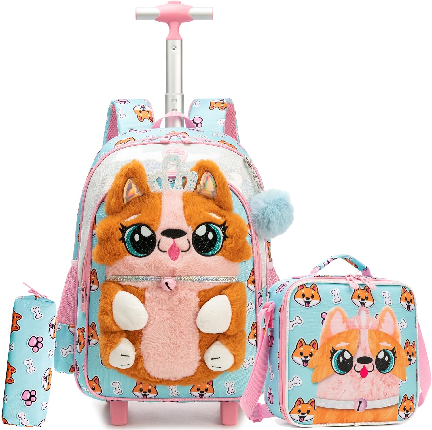 HTgroce Schulranzen mit Rollen Rucksack mit Trolley f r M dchen f r Schule Reisen Rucksack Trolley