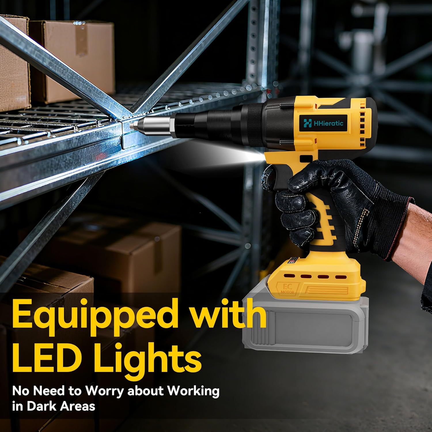 Cordless Rivet Nut Tool Kit Compatible with 20V Battery(Tool Only),Brushless Cordless Rivet Gun with 3 Size (1/8",5/32",3/16") Rivets and Rivet Head,Pop Rivet Gun for Metal, Plastic and Leather