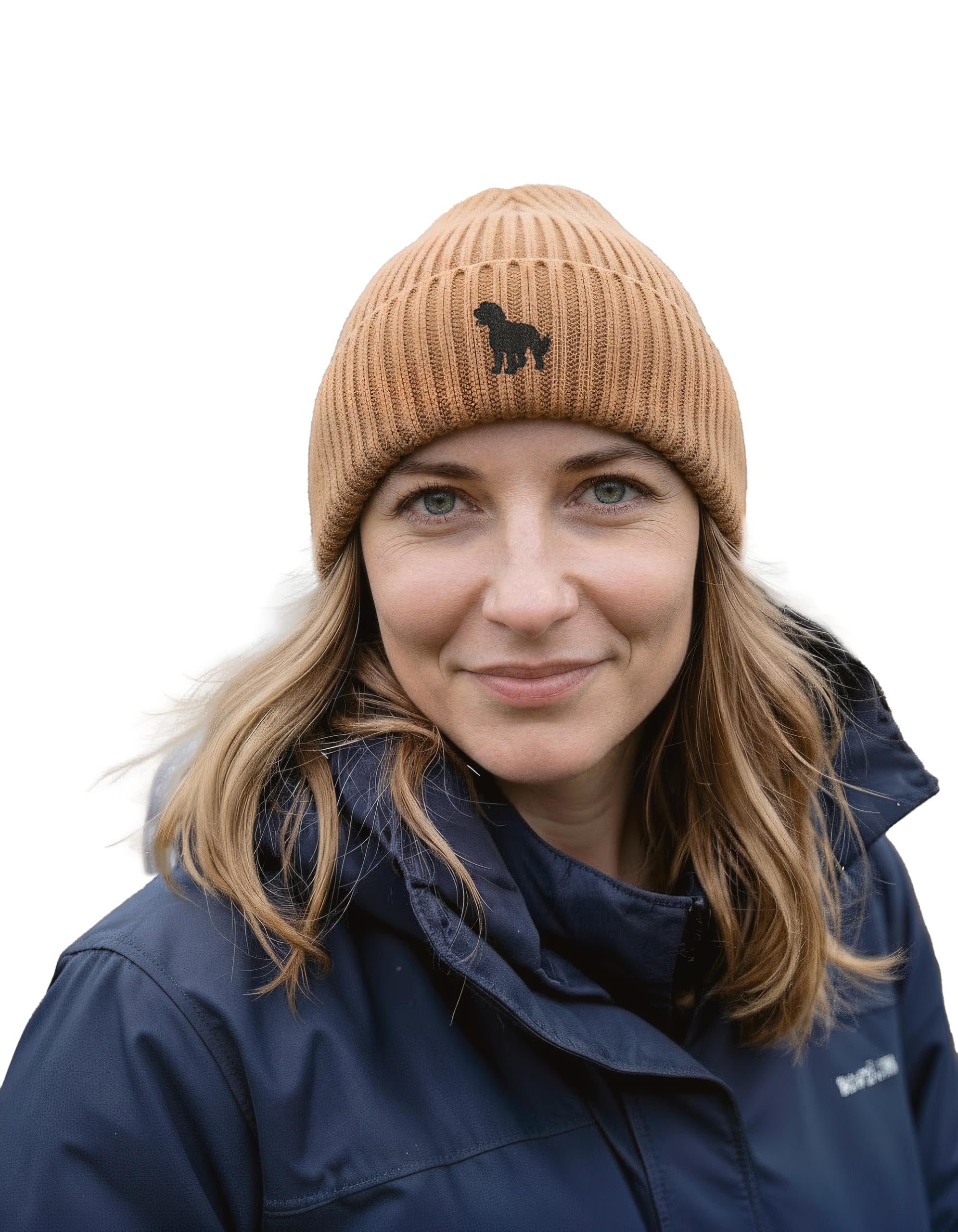 The House Of Dog: Cockapoo Owner Gift. Oversized Cuffed Beanie Ski Hat. Biscuit