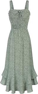 Women's 2025 Summer Floral Boho Dress Square Neck Strapped Swing A Line ...