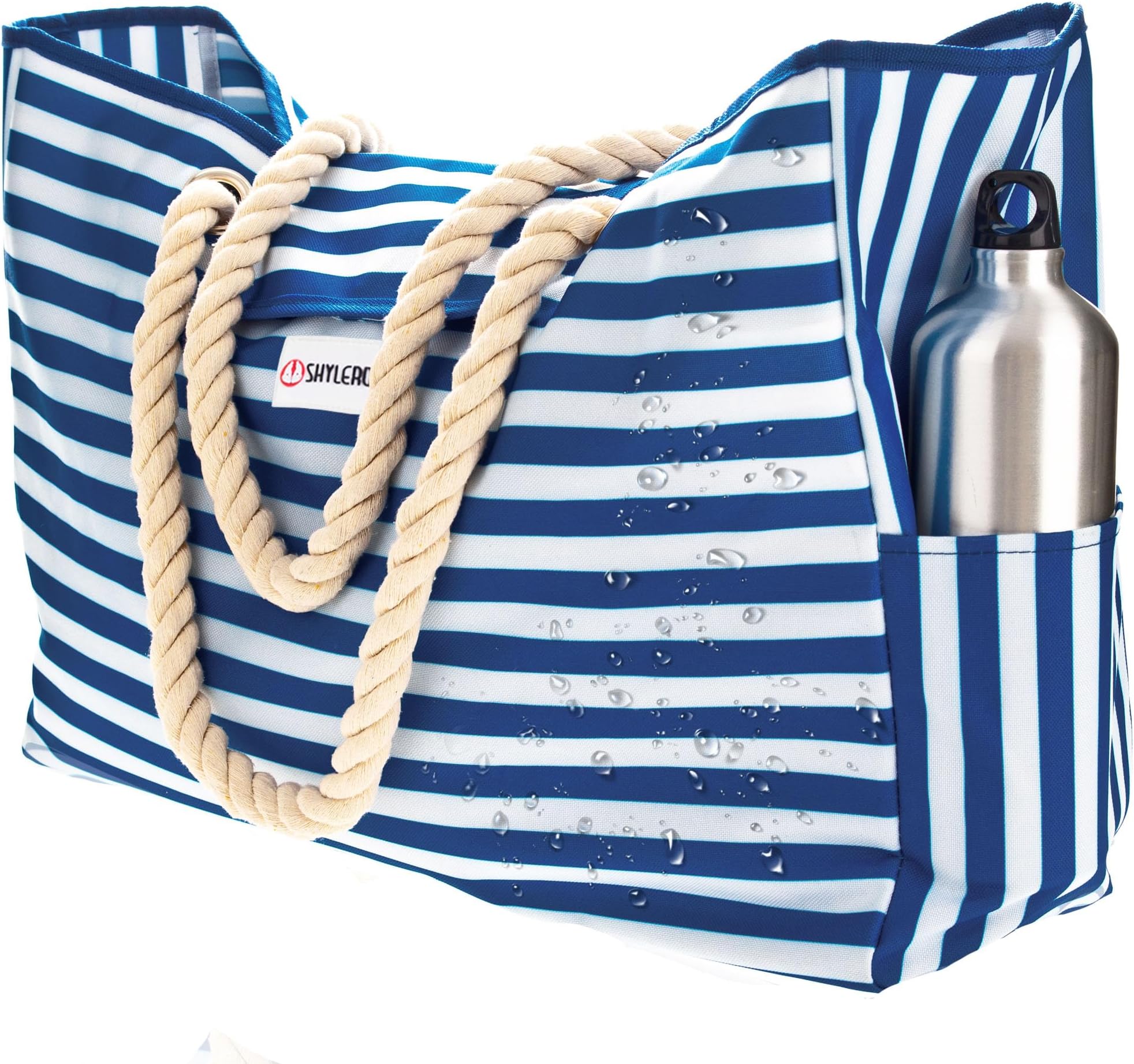 Beach Bag and Pool Bag Has Airtight Pouch, Magnetic Snap Closure. Beach Tote is Water Resistant. Family Size